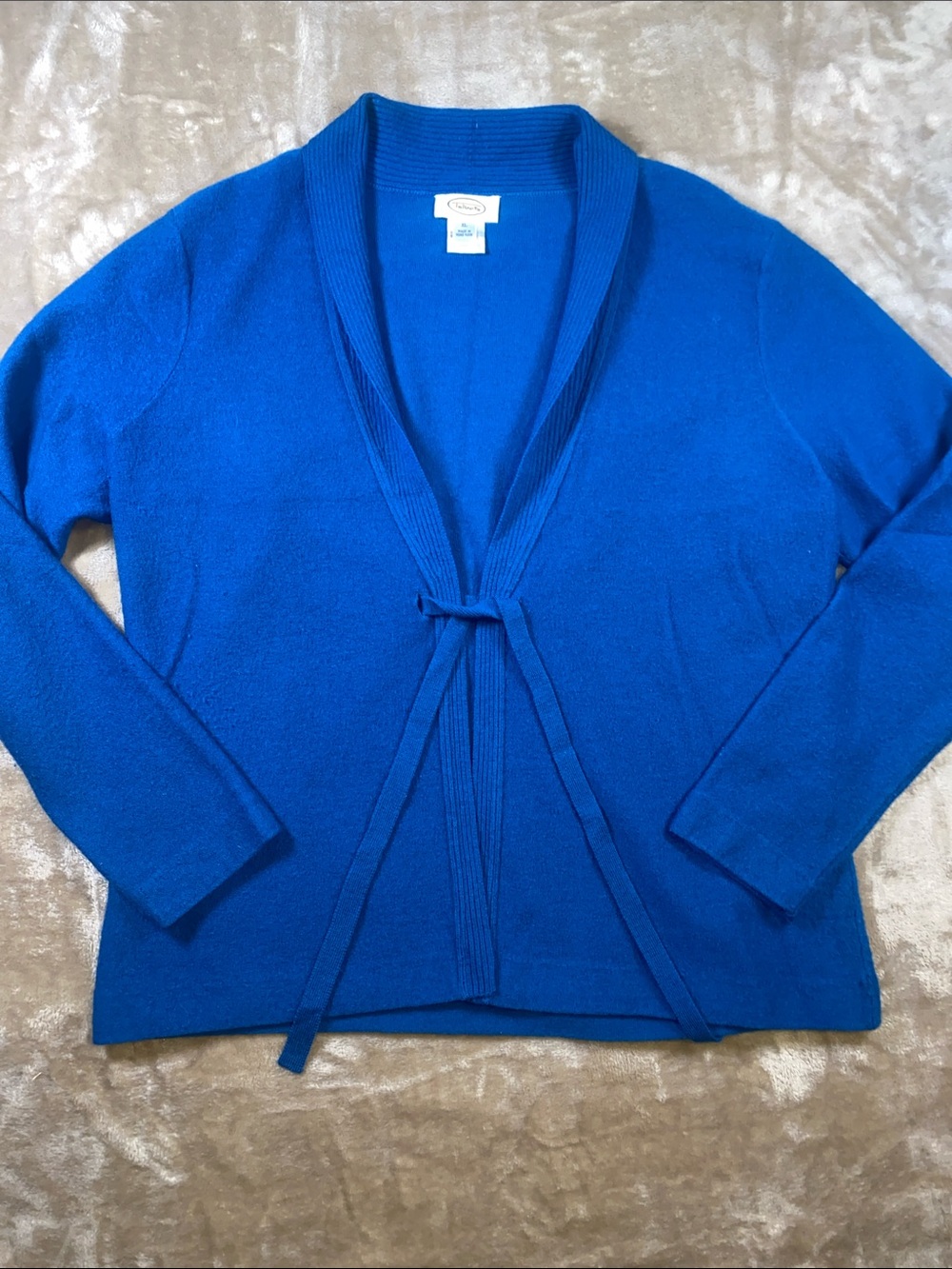 Vintage Talbots Wool Teal Blue Tie-Front Sweater Cardigan